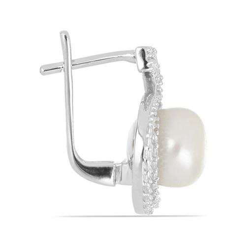 BUY 925 SILVER WHITE FRESHWATER PEARL GEMSTONE  EARRINGS